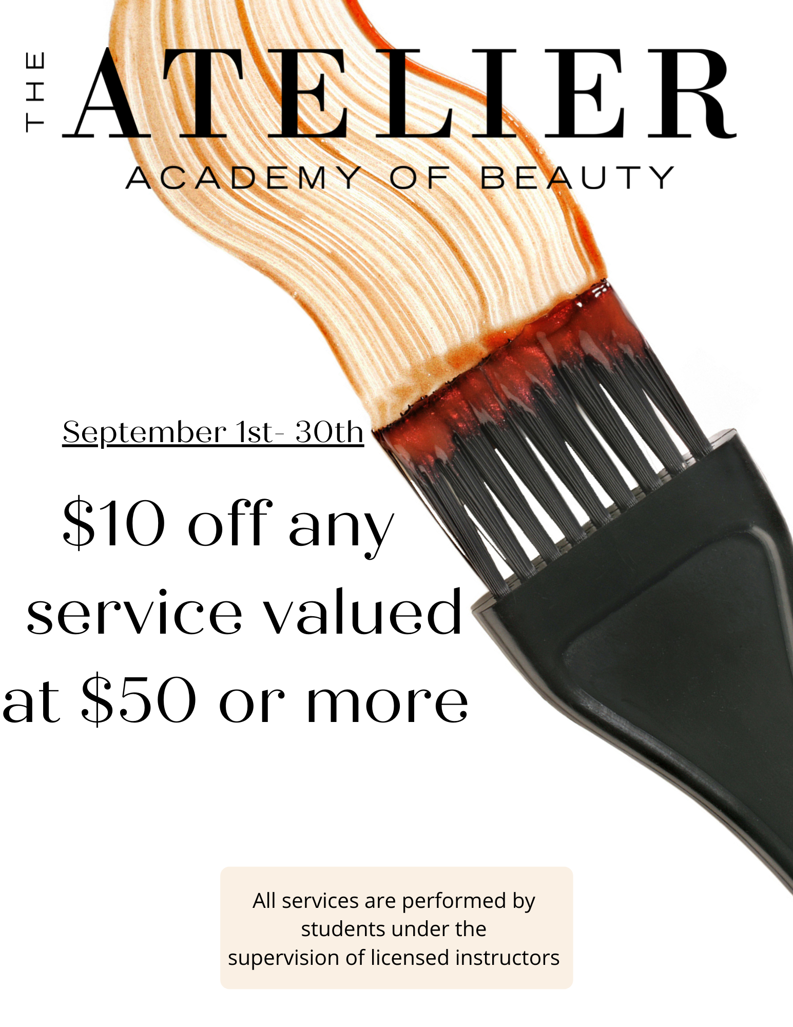 $10 off any color service valued at $50 or more $10 off any color service valued at $50 or more