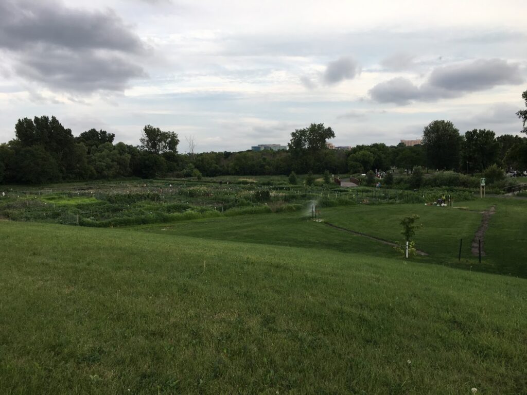 Community garden plots that can be rented at Valley Park in Hopkins, MN